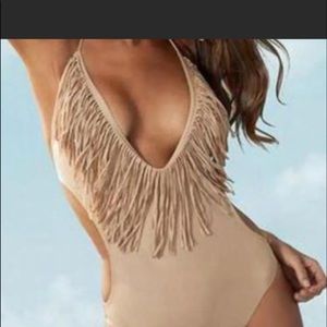 Olive Green Fringe Bathing Suit